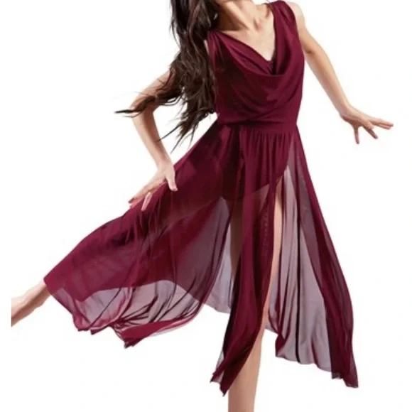 knee length dresses for ladies Alianna Cowl Neck Mesh Maxi Dress main image 0